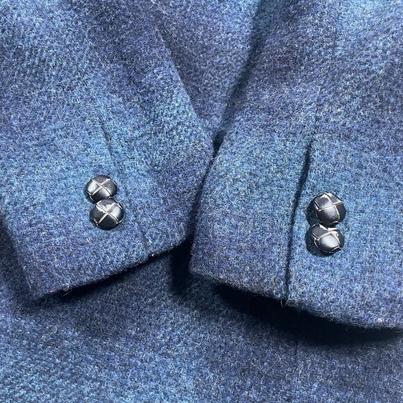 Eddie Bauer Women's Blue Plaid Two Butlton Wool Blazer Size M Vintage 90s - Picture 8 of 13